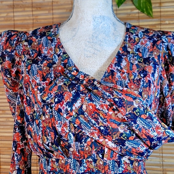 AQUA Floral Chiffon Puff Sleeve Dress 🦋 - Picture 3 of 12